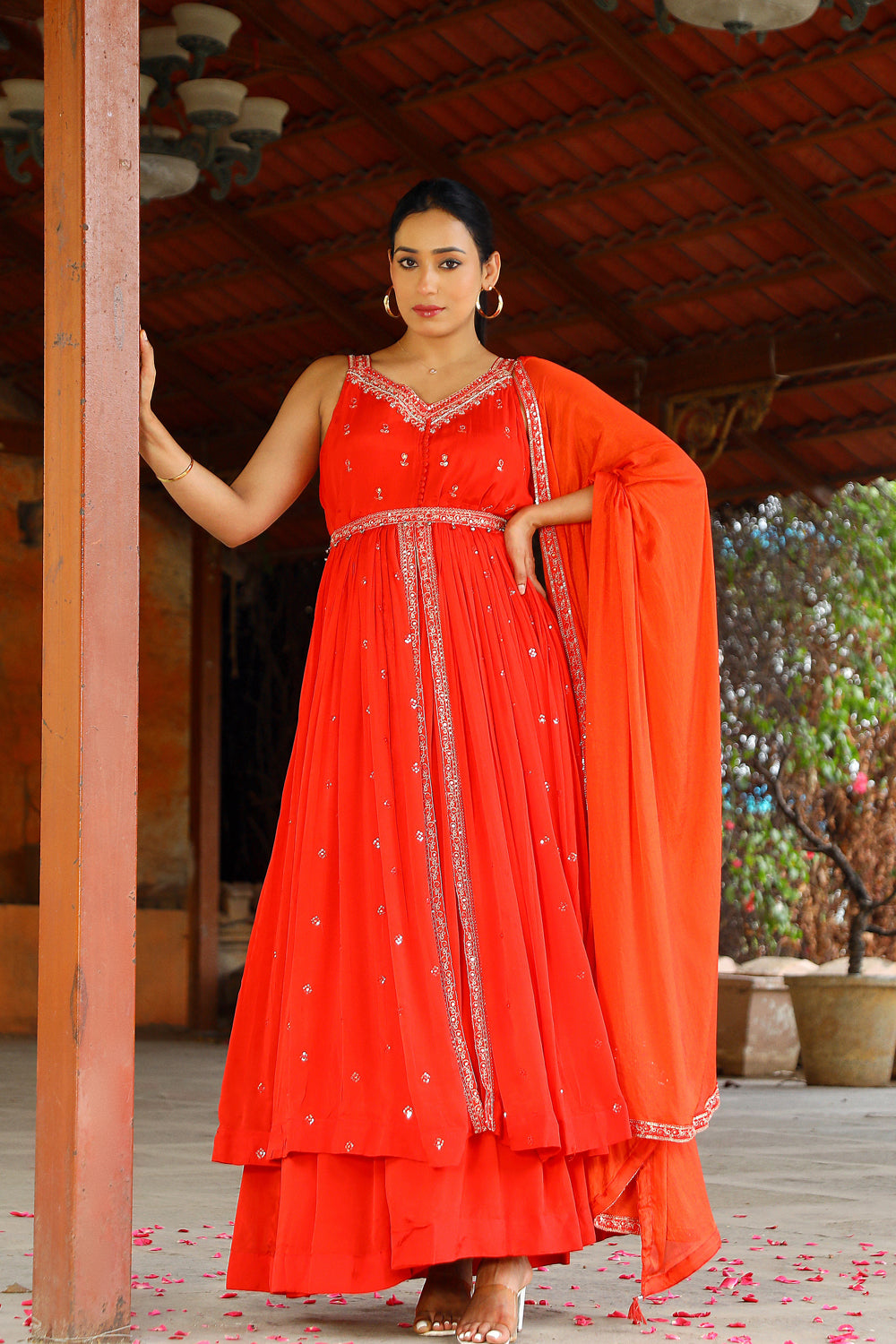 Kaira Red Kurti With Skirt And Dupatta Partyqueen Set