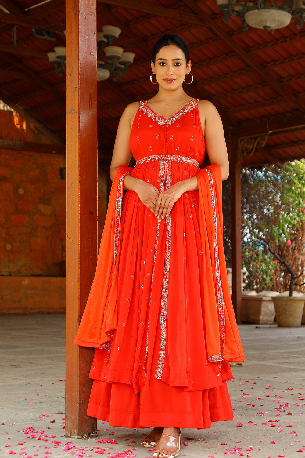 Kaira Red Kurti With Skirt And Dupatta Partyqueen Set