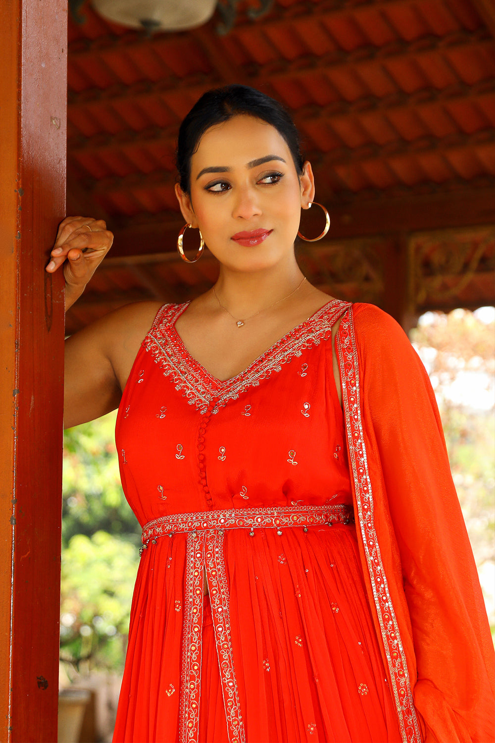 Kaira Red Kurti With Skirt And Dupatta Partyqueen Set