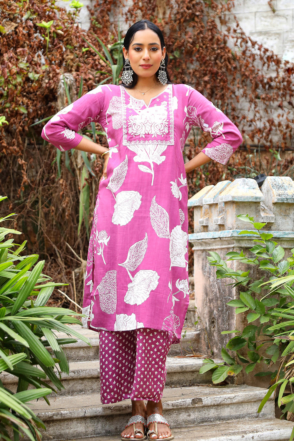 M Pink Kurti With Pant And Dupatta Fashionista Set