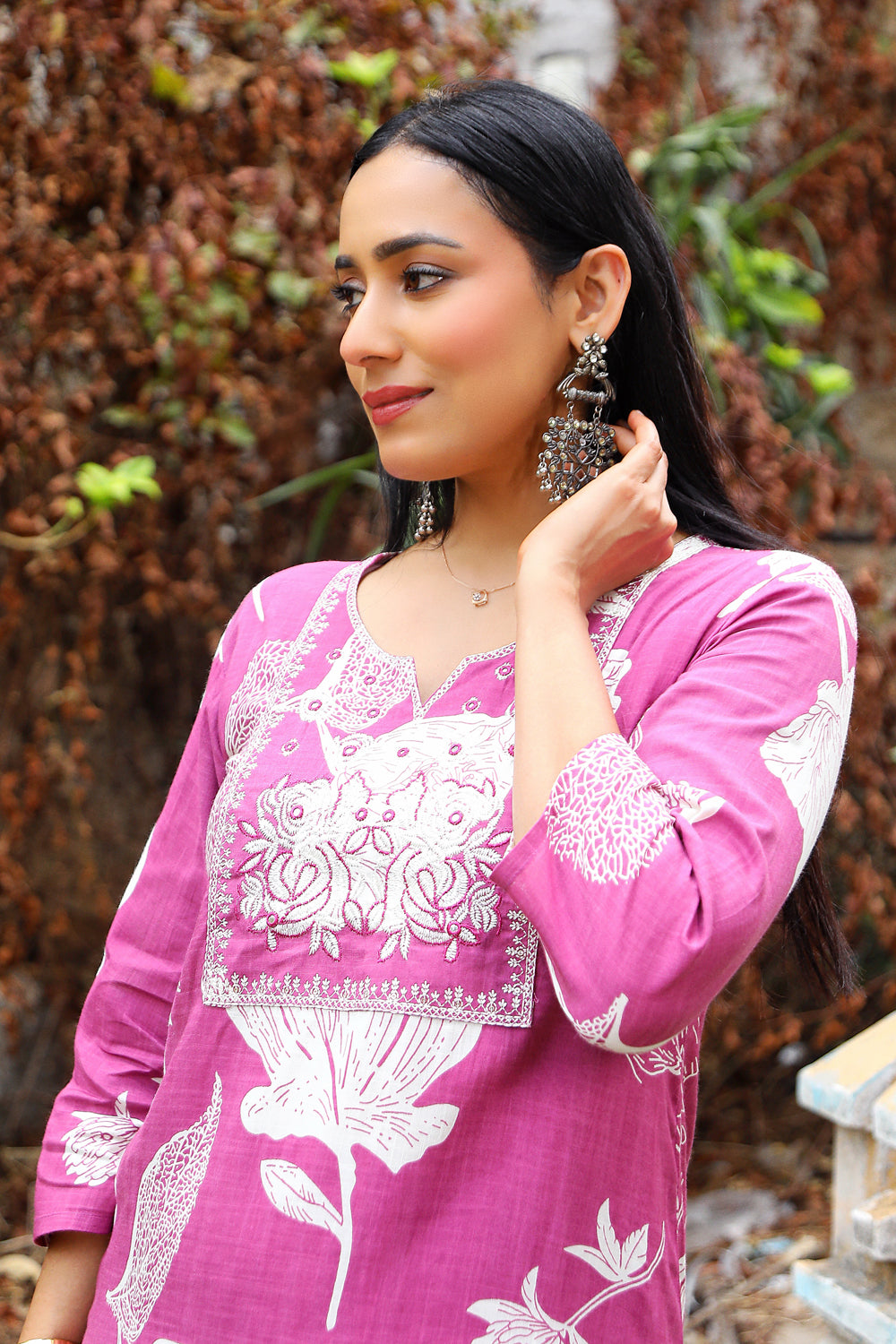 M Pink Kurti With Pant And Dupatta Fashionista Set