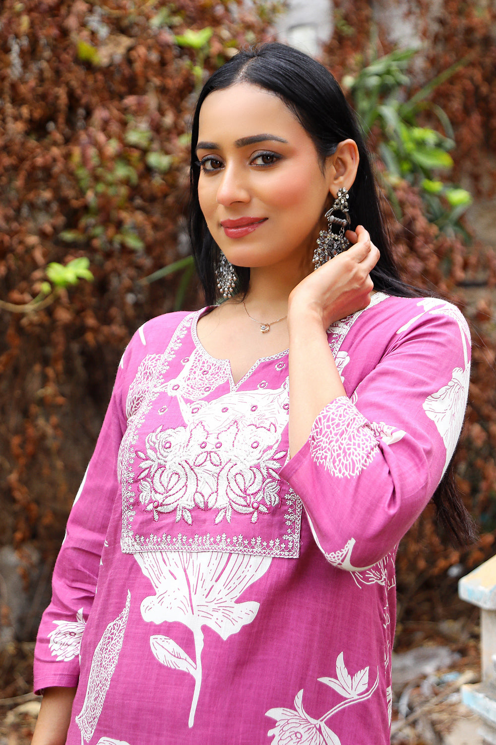 M Pink Kurti With Pant And Dupatta Fashionista Set