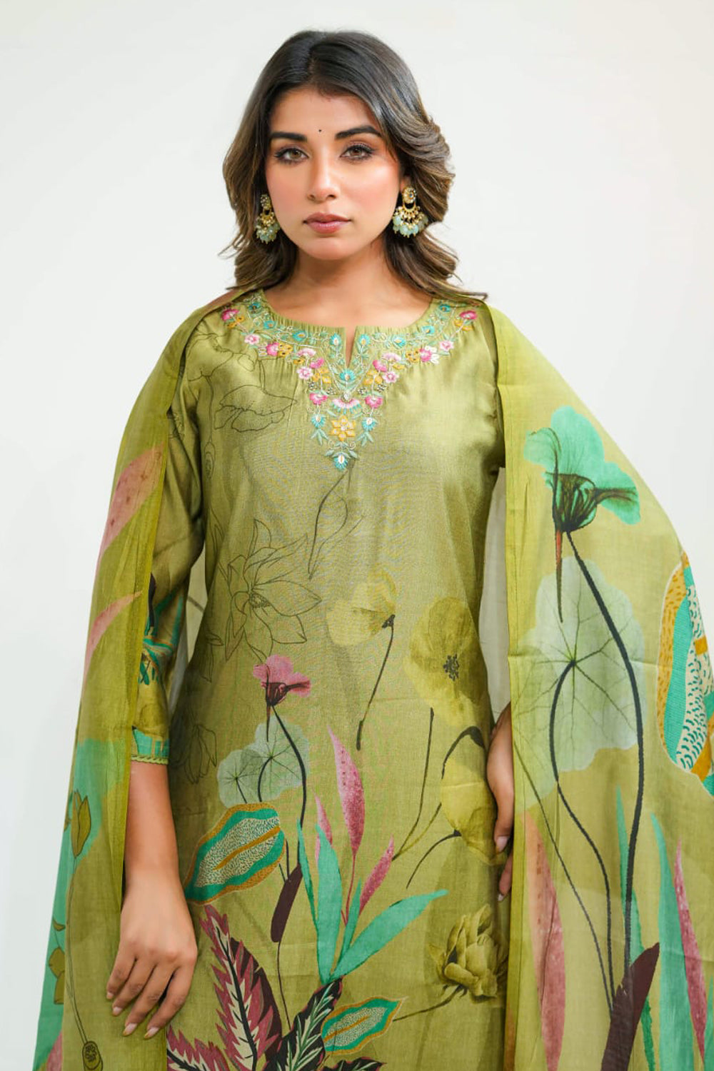 Pista Green Partyqueen Kurti Pant Dupatta Set
