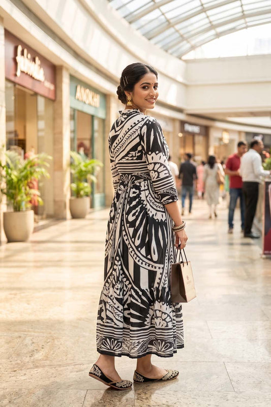 Black & White Frock Style Kurti