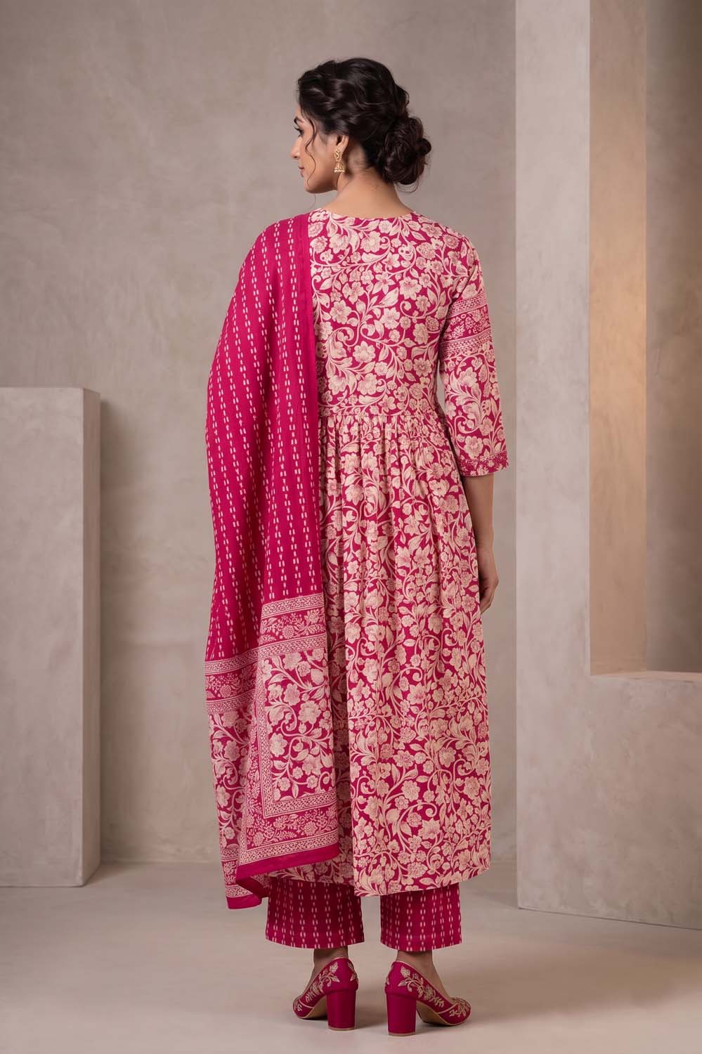 Rani Pink Cotton Kurti Plazo