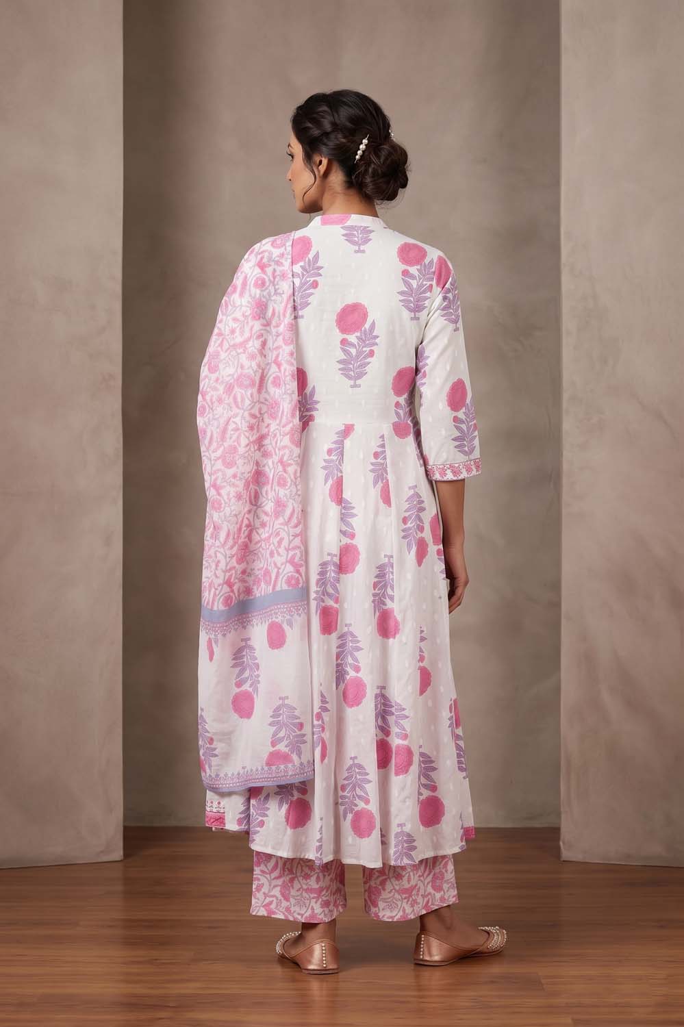 Pink Cotton Kurti Frock Pant