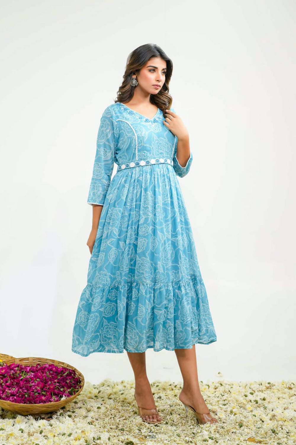 Kaira Ice Blue Fashionista Kurti Frock