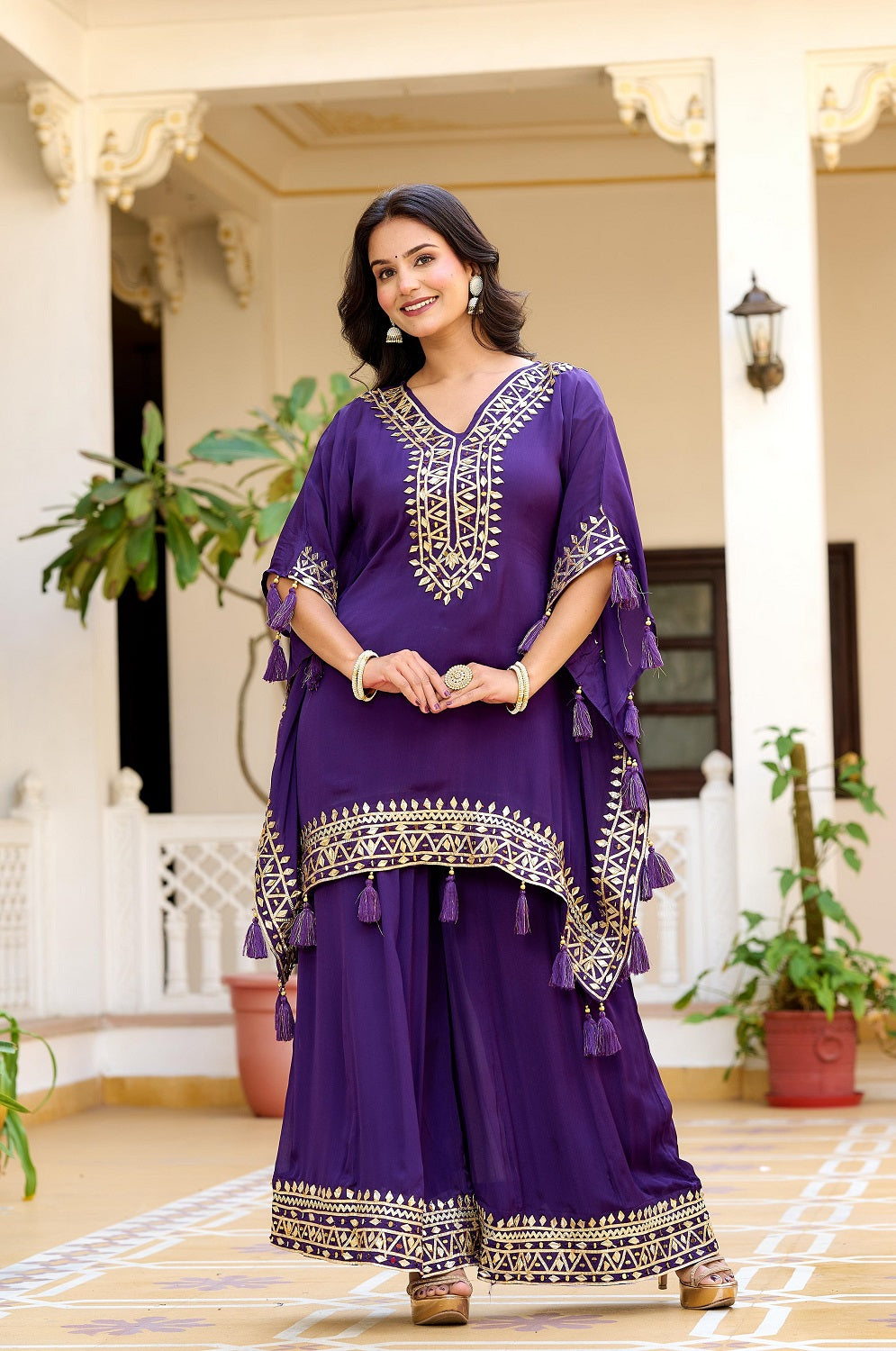 Kaira Fashionista Voilet Kaftan Kurti Pant Set