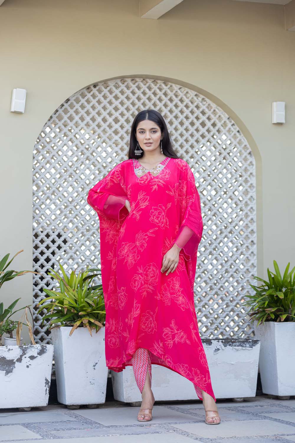 Kaira Rani Pink Partyqueen Kaftan With Pant Set