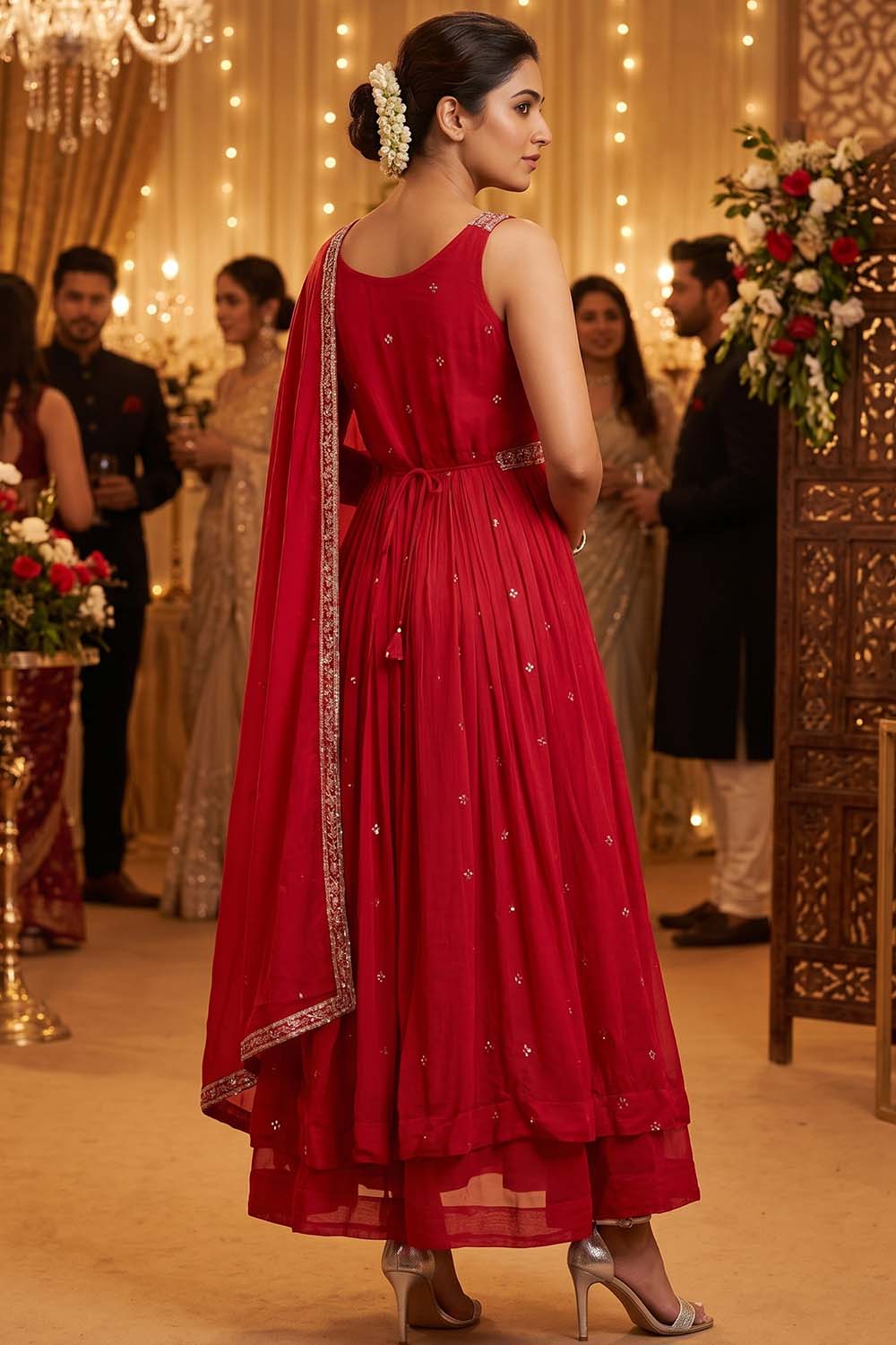 Dark Pink Chinon Kurti Skirt