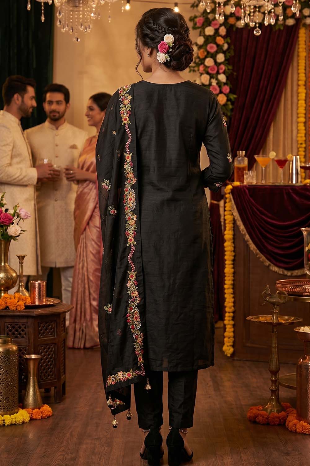 Black Silk Kurti Pant