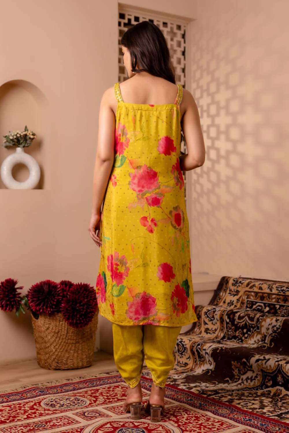 Light Green Chinon Straight Kurti 3 Pieces Set