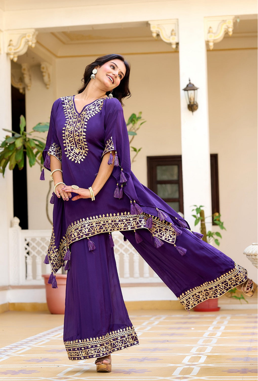 Kaira Fashionista Voilet Kaftan Kurti Pant Set