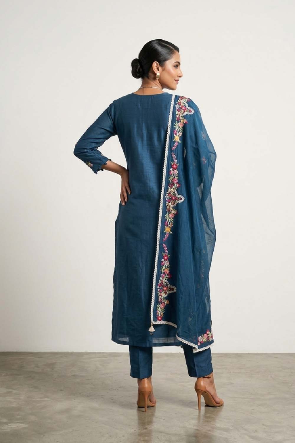 P Blue Silk Kurti Pant