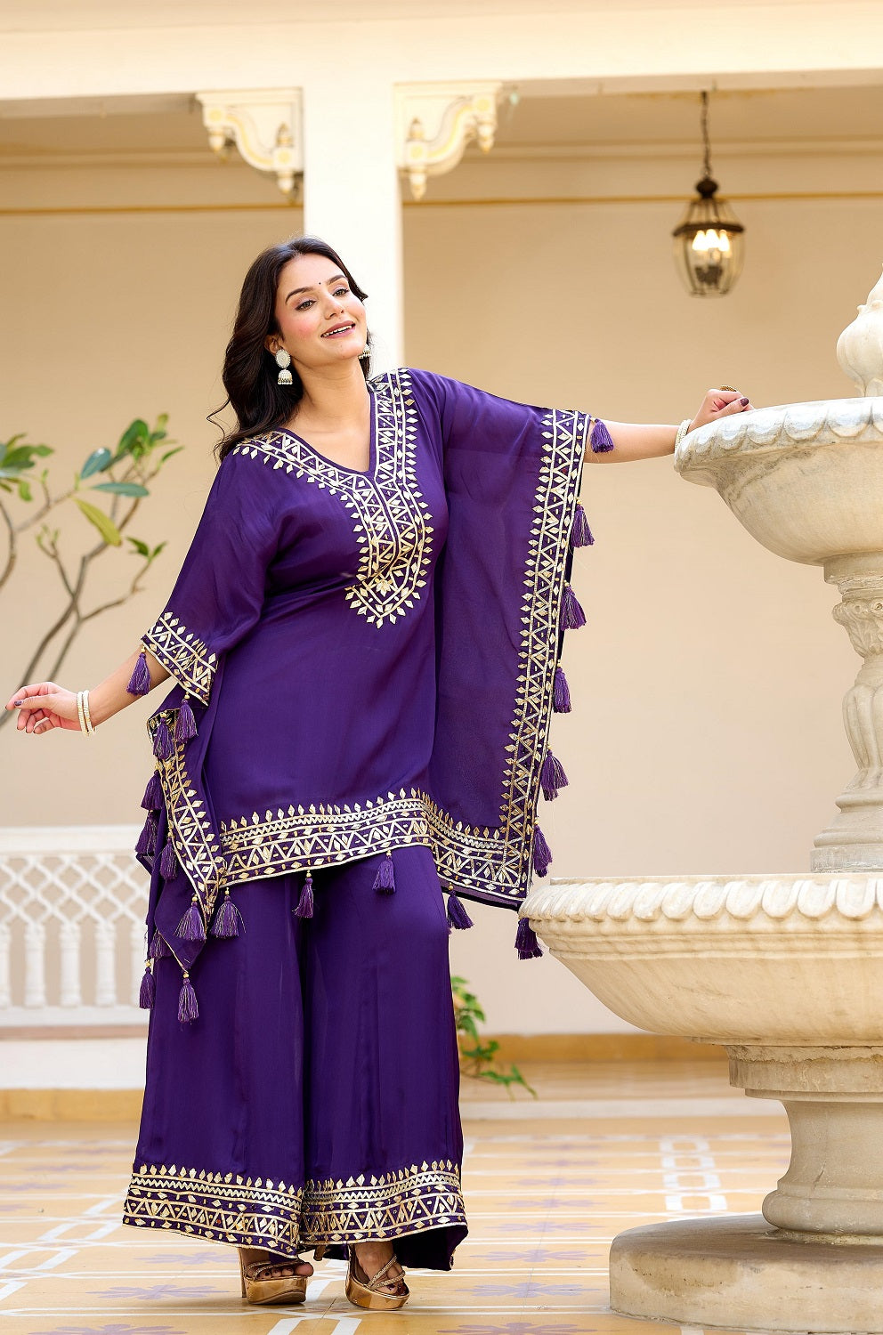 Kaira Fashionista Voilet Kaftan Kurti Pant Set