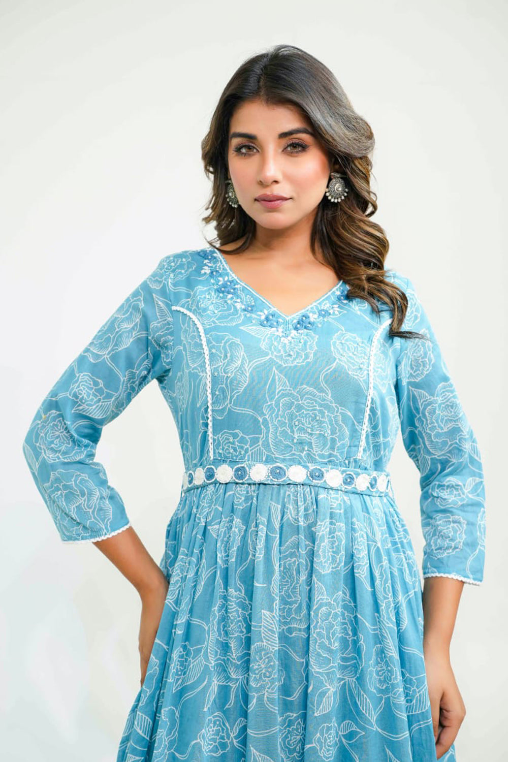 Kaira Ice Blue Fashionista Kurti Frock