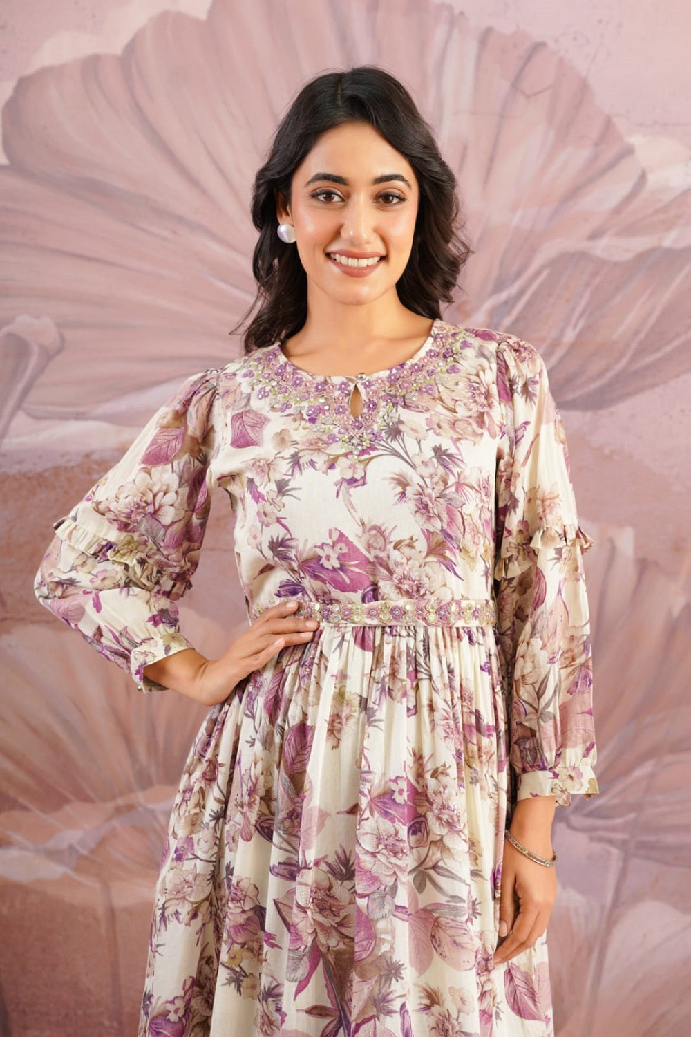 Purple Cotton Fashionista Kurti Frock