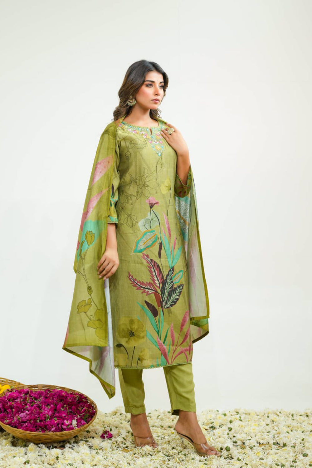 Pista Green Partyqueen Kurti Pant Dupatta Set