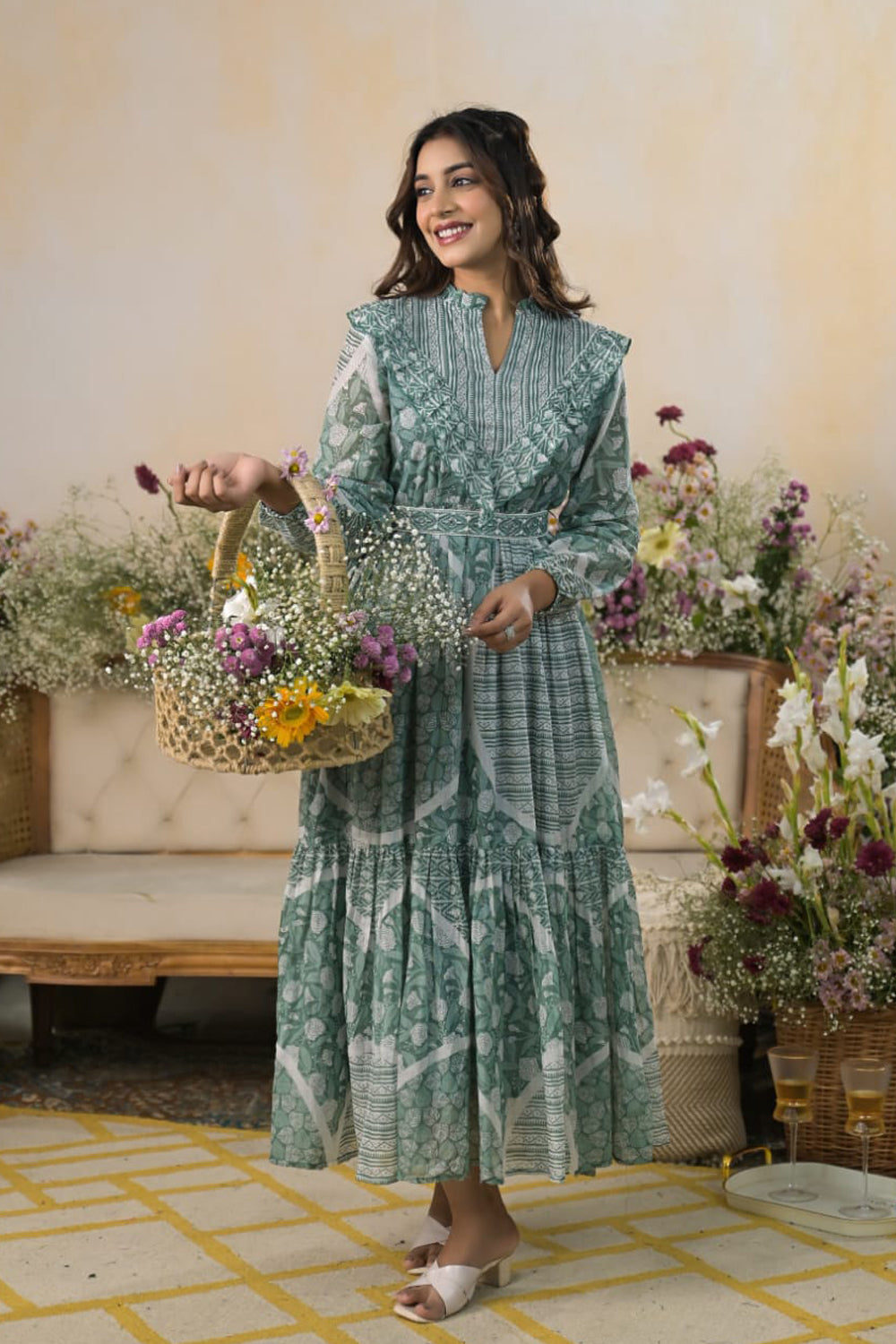 Light Green Cotton Kurti Frock