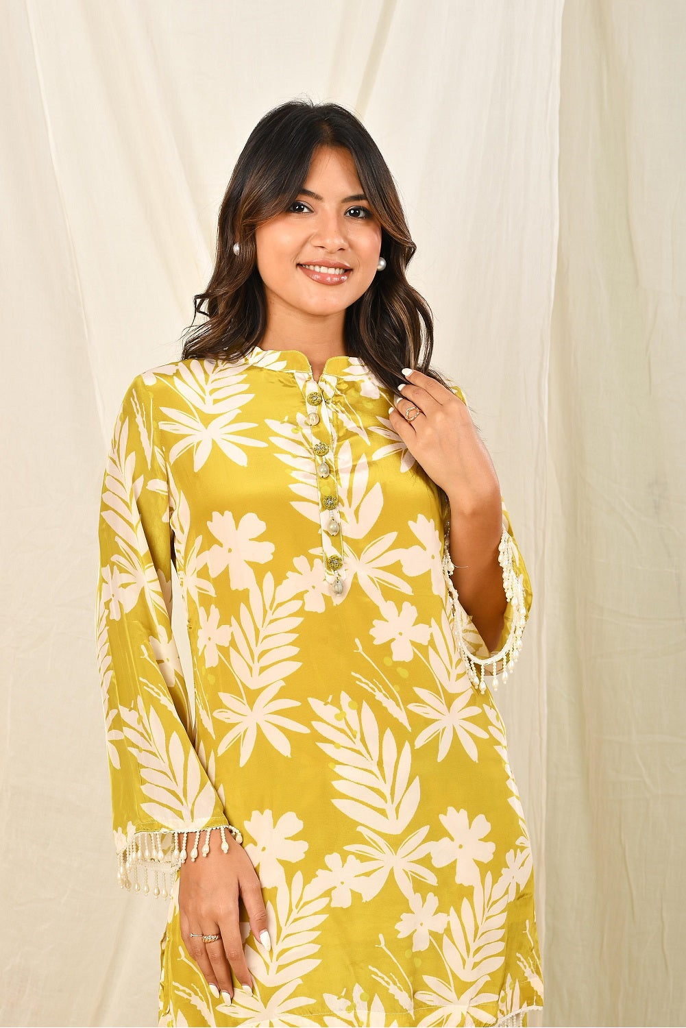 Pista Green Crepe Kurti 2 Pieces Set