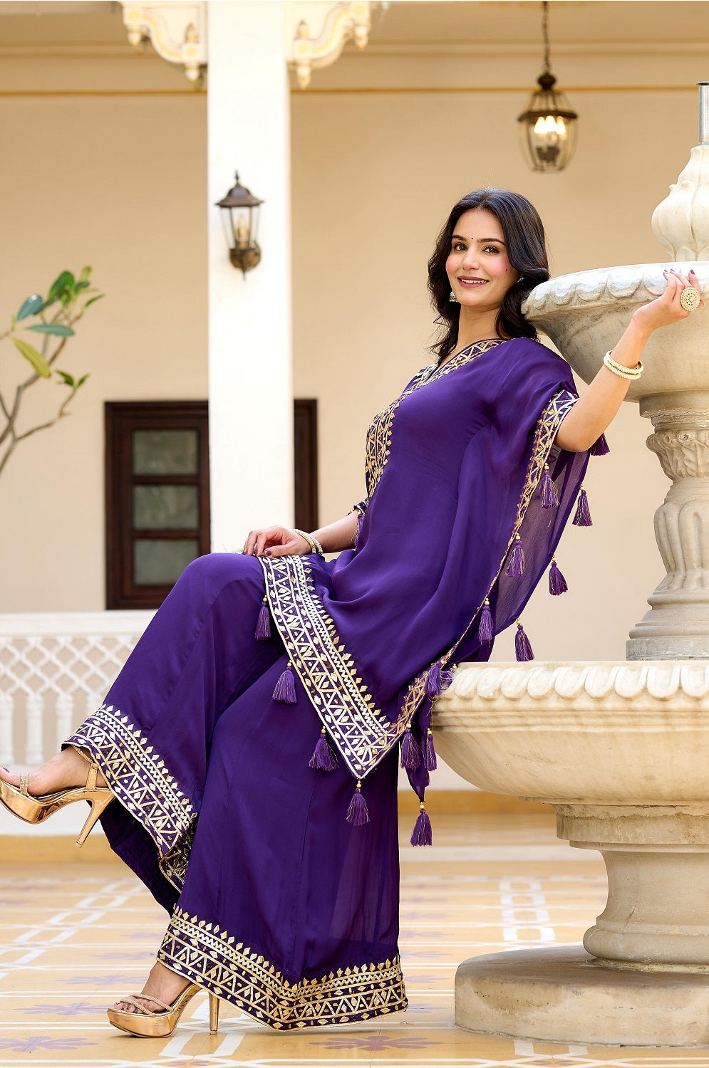 Kaira Fashionista Voilet Kaftan Kurti Pant Set