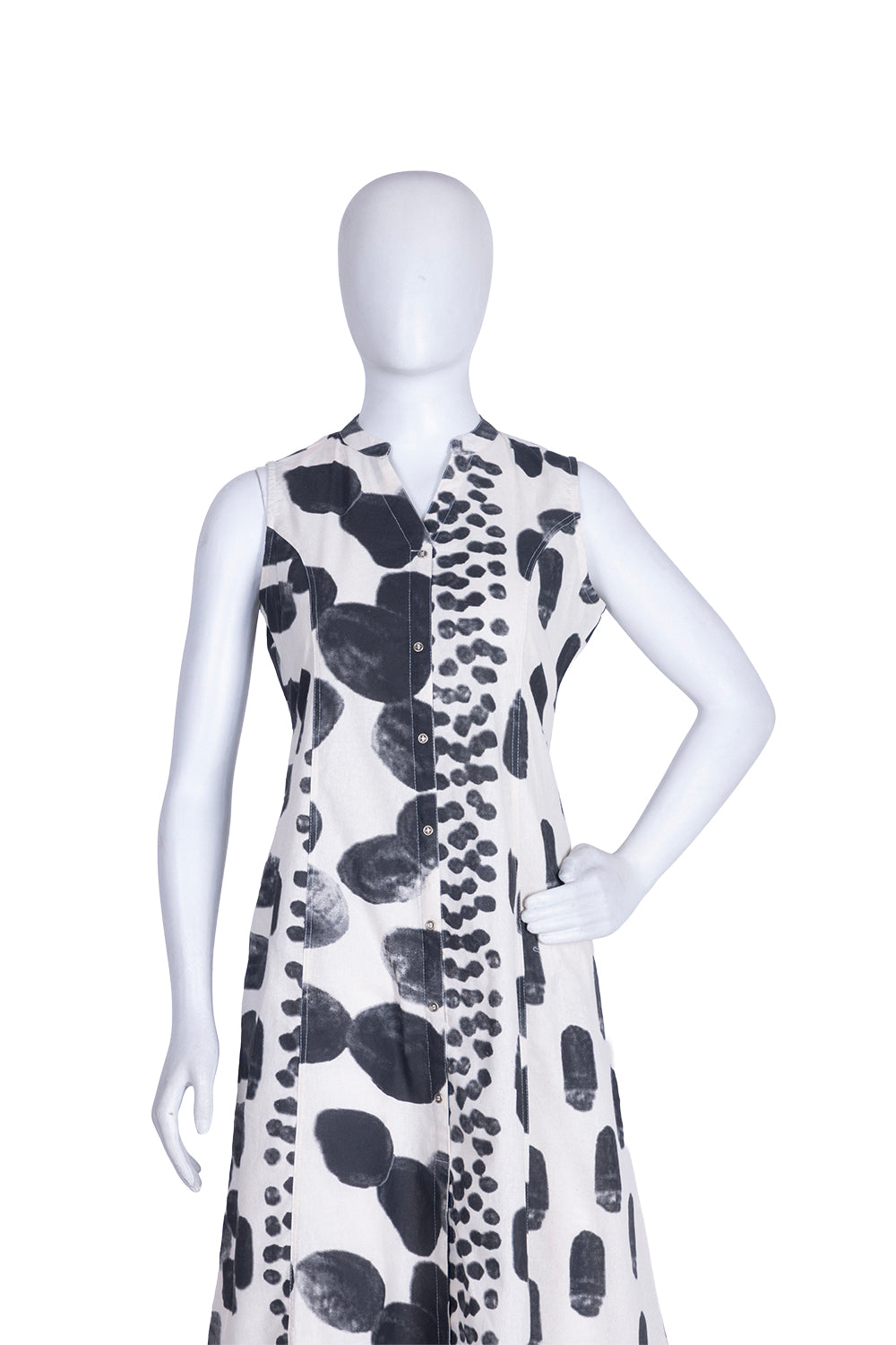 Black Cotton Print Aline Kurti