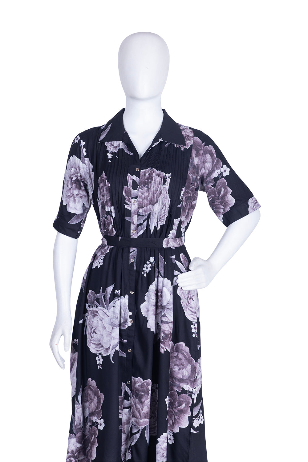 Black Rayon Printed Aline Kurti