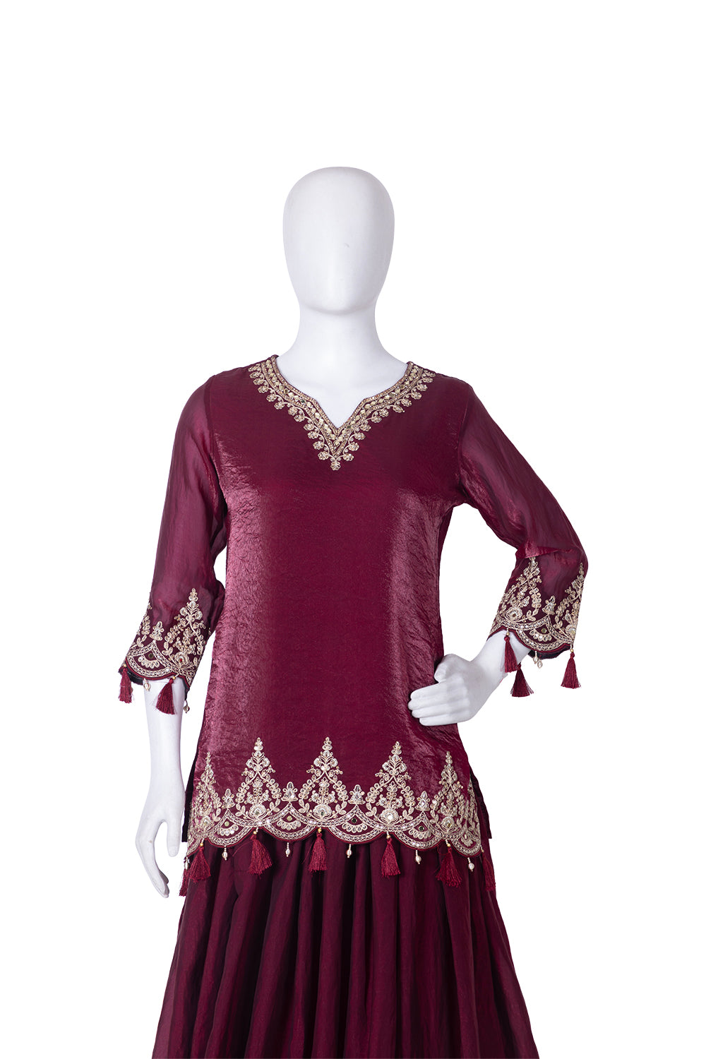 M Pink Fandy Skirt Kurti 3 Pieces Set