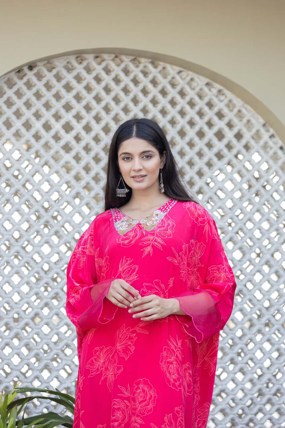 Kaira Rani Pink Partyqueen Kaftan With Pant Set