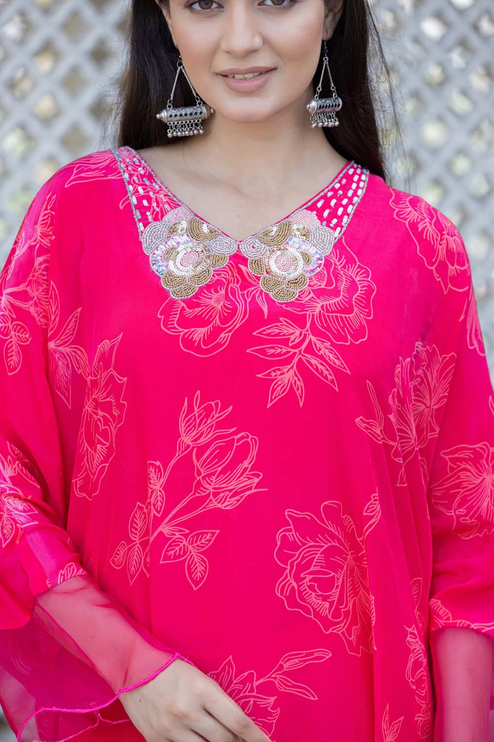 Kaira Rani Pink Partyqueen Kaftan With Pant Set
