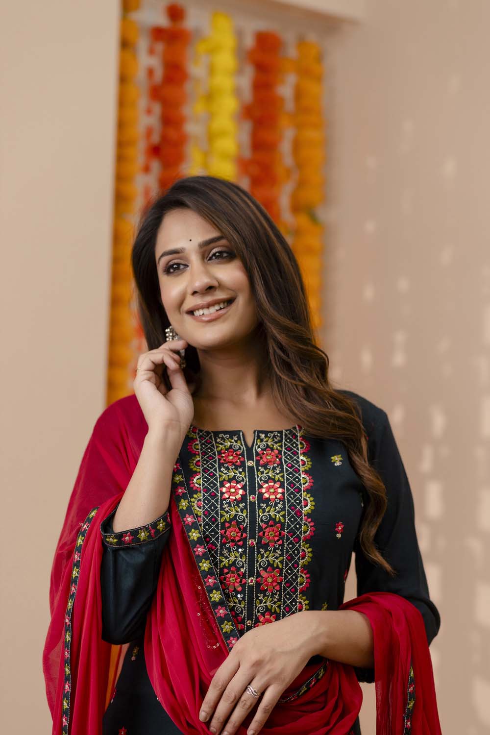 Kaira Bottle Green Partyqueen Afghani Kurti Dupatta Set