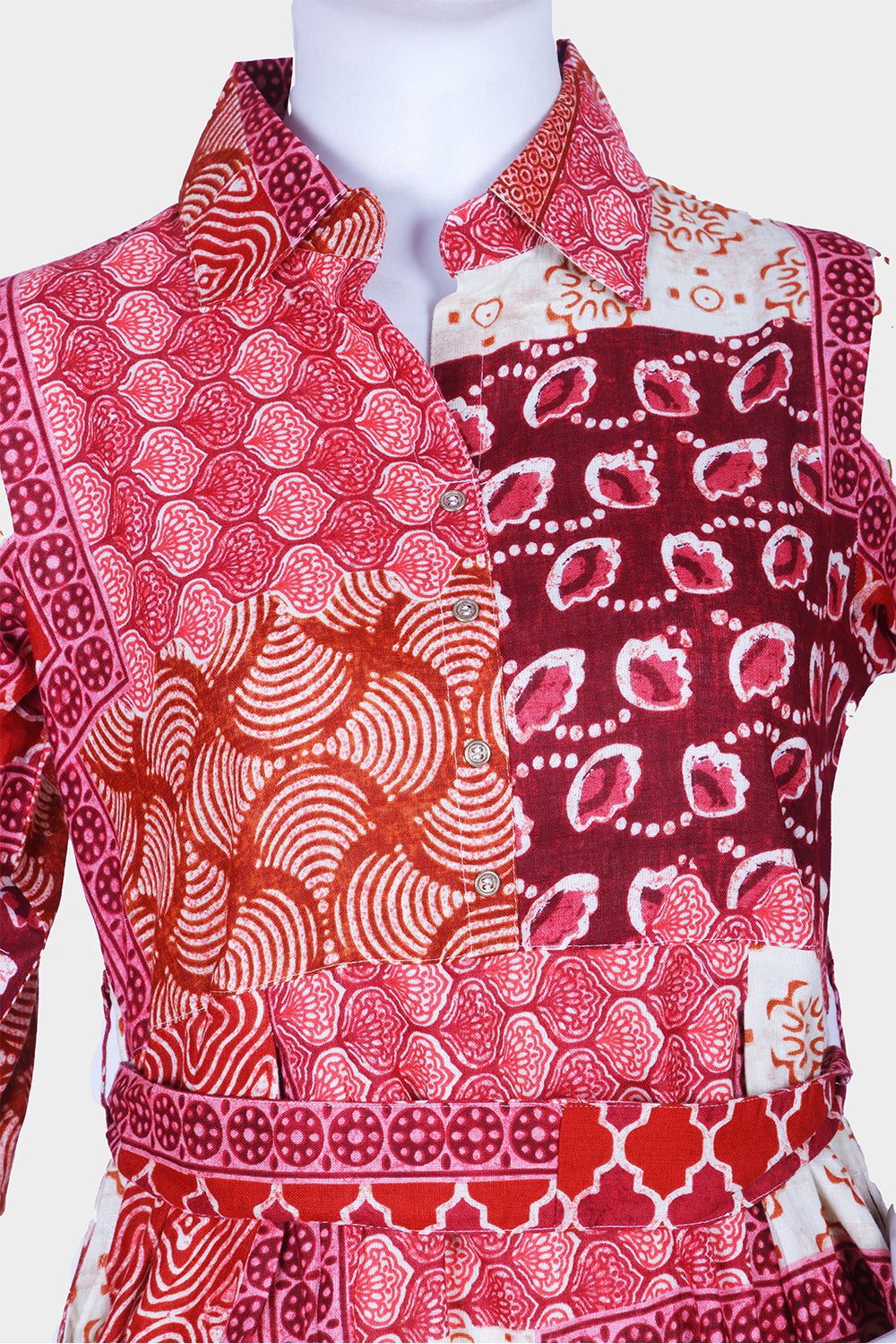 Pink Printed Cotton A-line Kurti