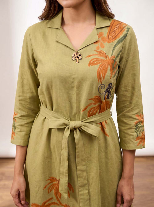 Mehandi Green Style Long One Piece Dress