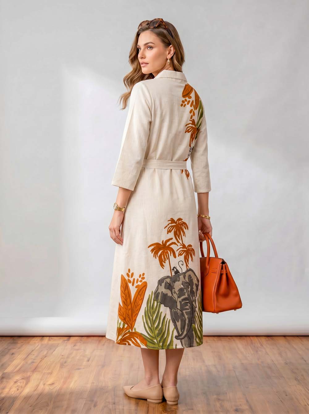 Natural Cream Style Long One Piece Dress