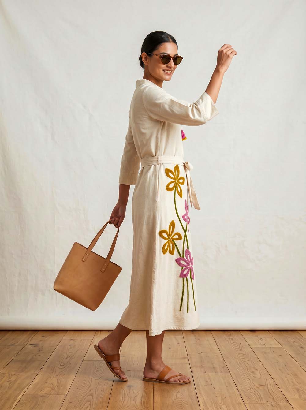 Natural Cream Style Long One Piece Dress