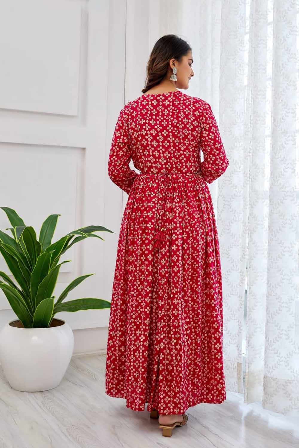 Pink PartyQueen Round Neck Front Cut Kurti Dupatta Set