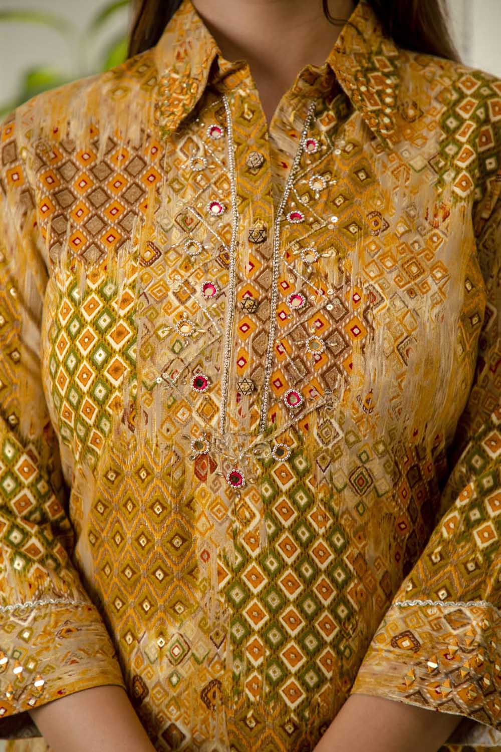 KURTI WITH AFGHANI SALWAR WITH SHIRT COLOR
