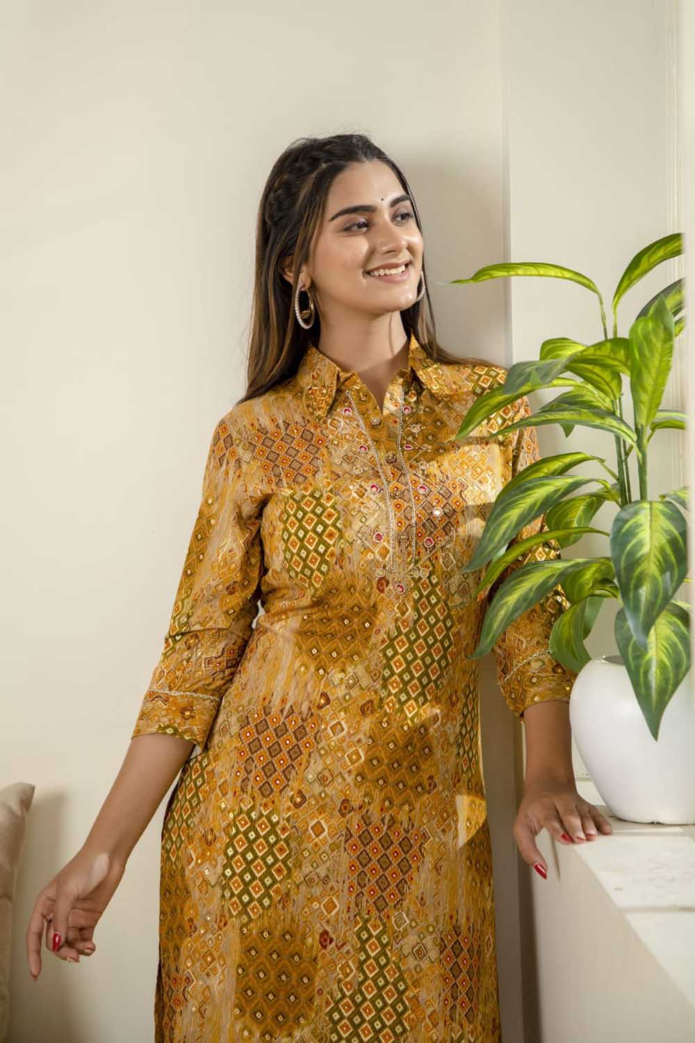 KURTI WITH AFGHANI SALWAR WITH SHIRT COLOR