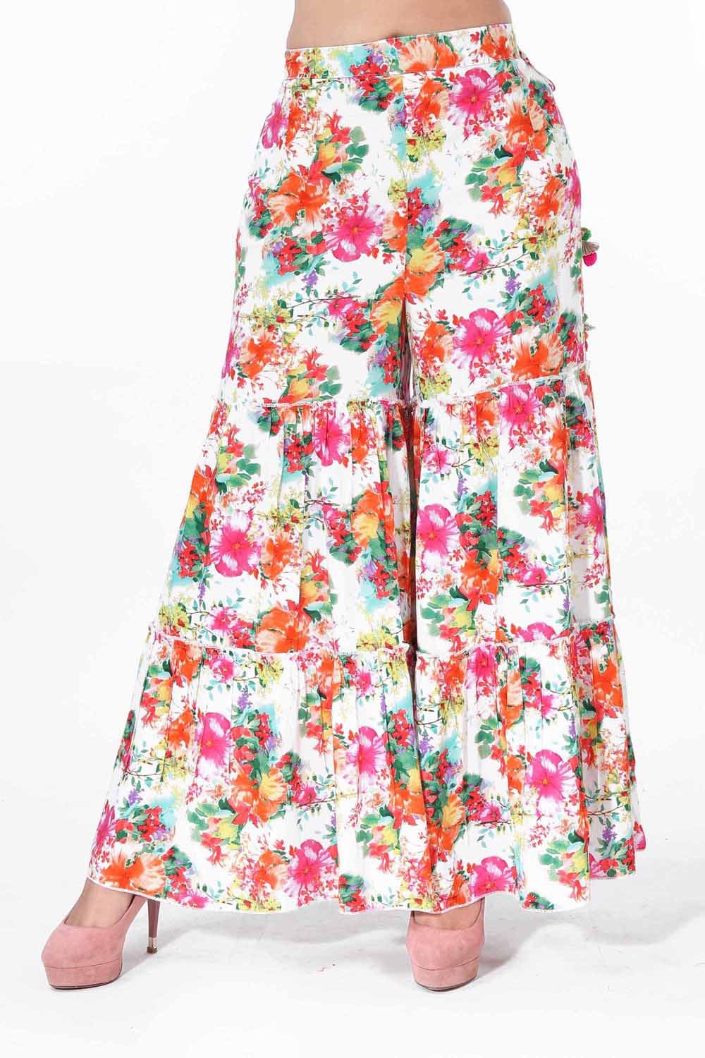 Multicolor Floral Rayon Printed Garara Palazzo