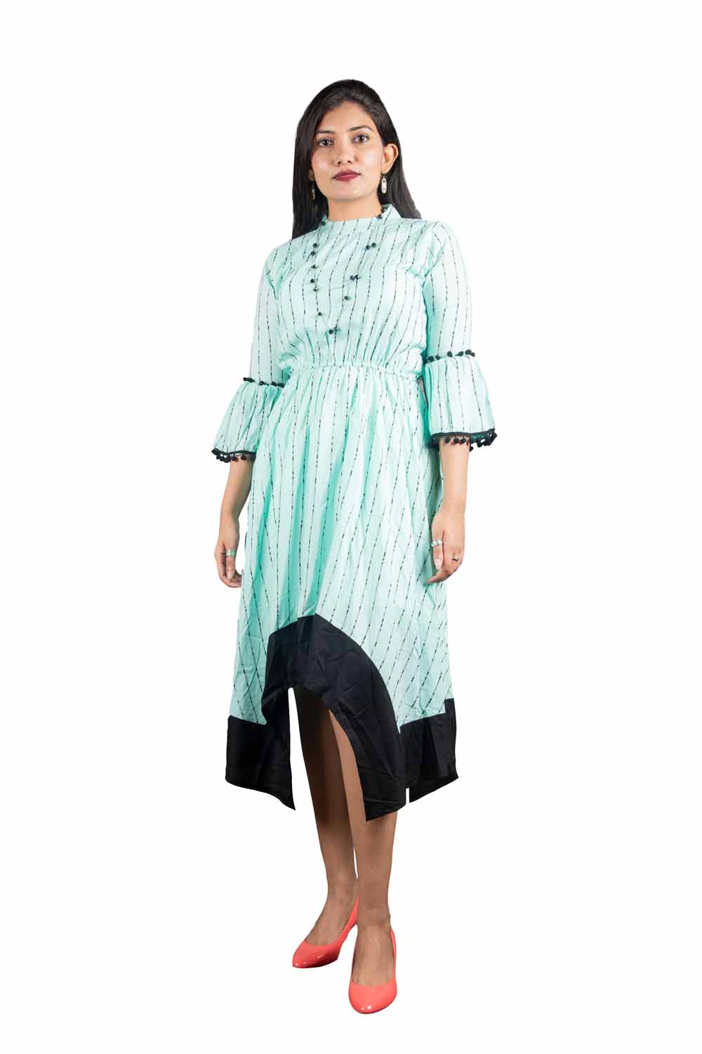 KAIRA PISTA GREEN SINTHETIC UP DOWN WESTERN DRESS