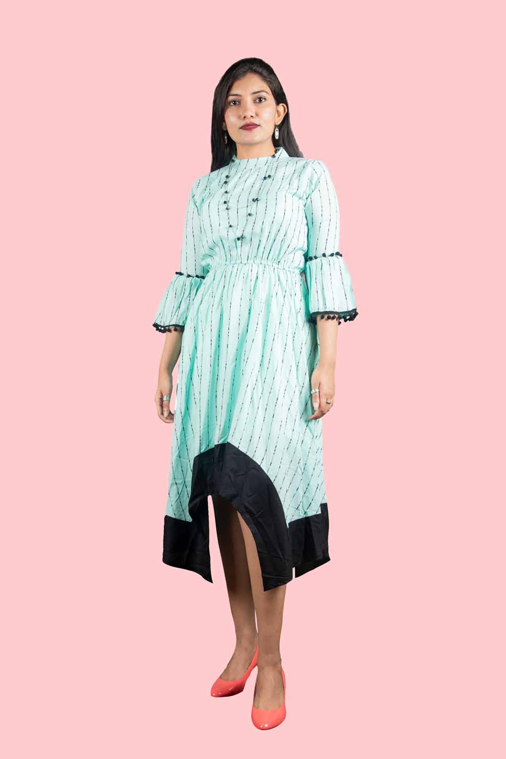 KAIRA PISTA GREEN SINTHETIC UP DOWN WESTERN DRESS