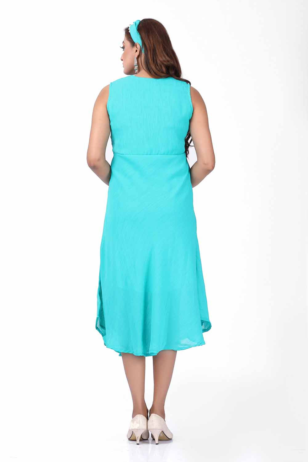 KAIRA RAMA GREEN SINTHETIC SEQUENCE WORK WESTERN DRESS