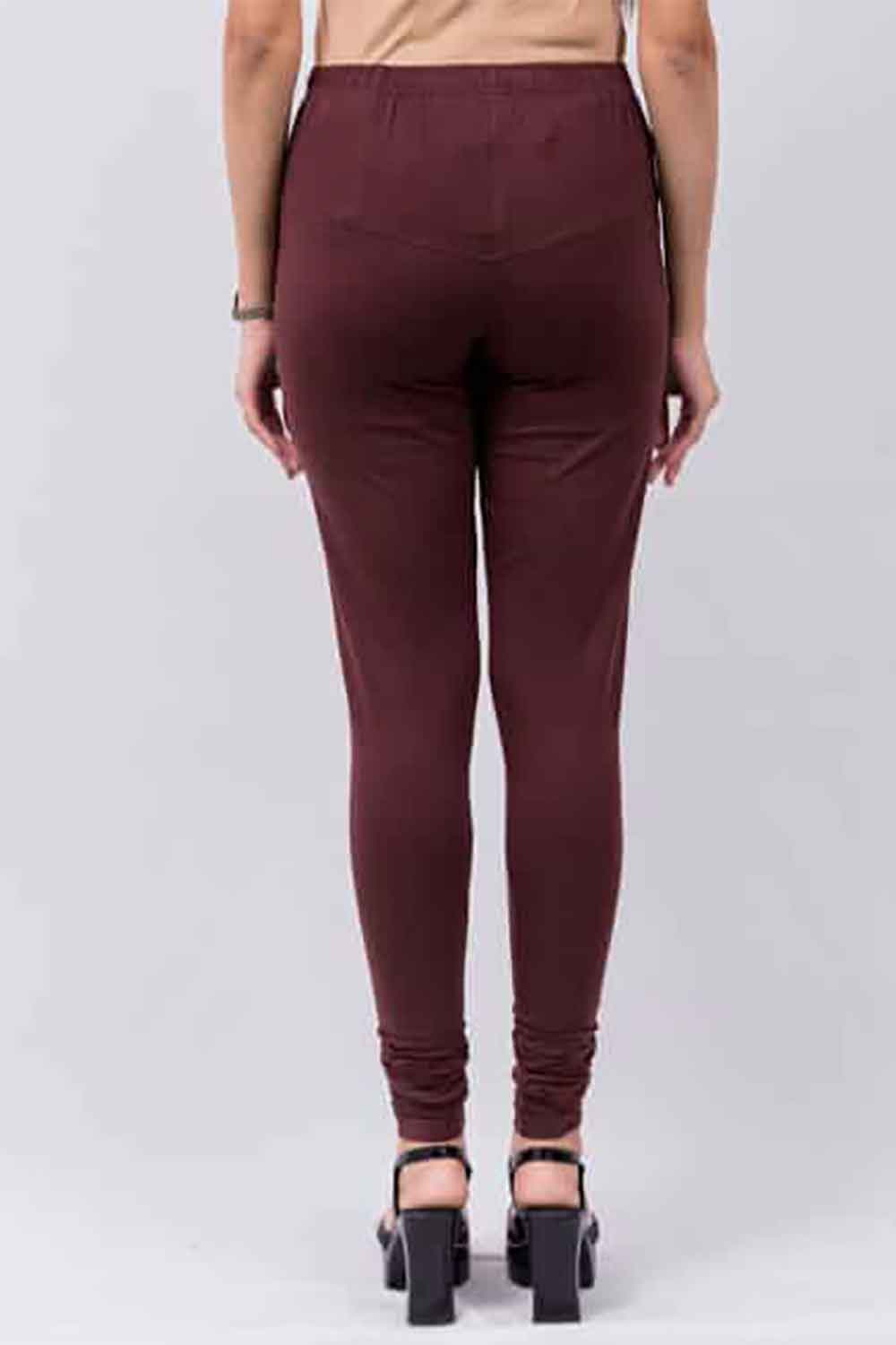 Brown Cotton Churidar Leggings