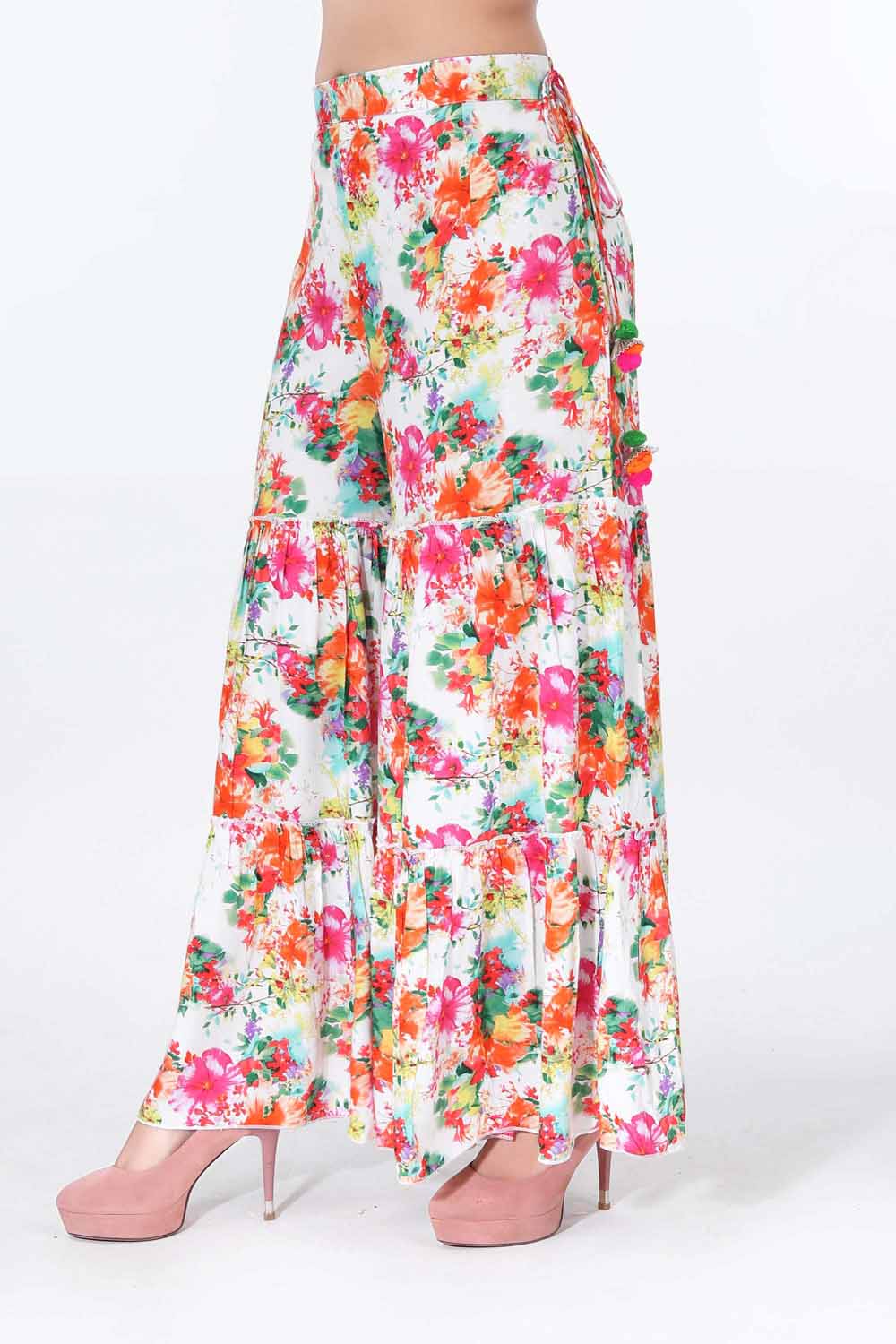 Multicolor Floral Rayon Printed Garara Palazzo