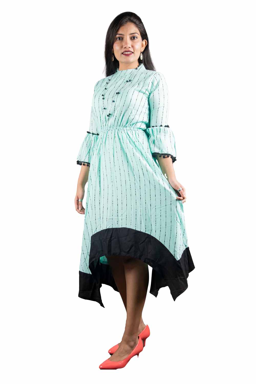 KAIRA PISTA GREEN SINTHETIC UP DOWN WESTERN DRESS
