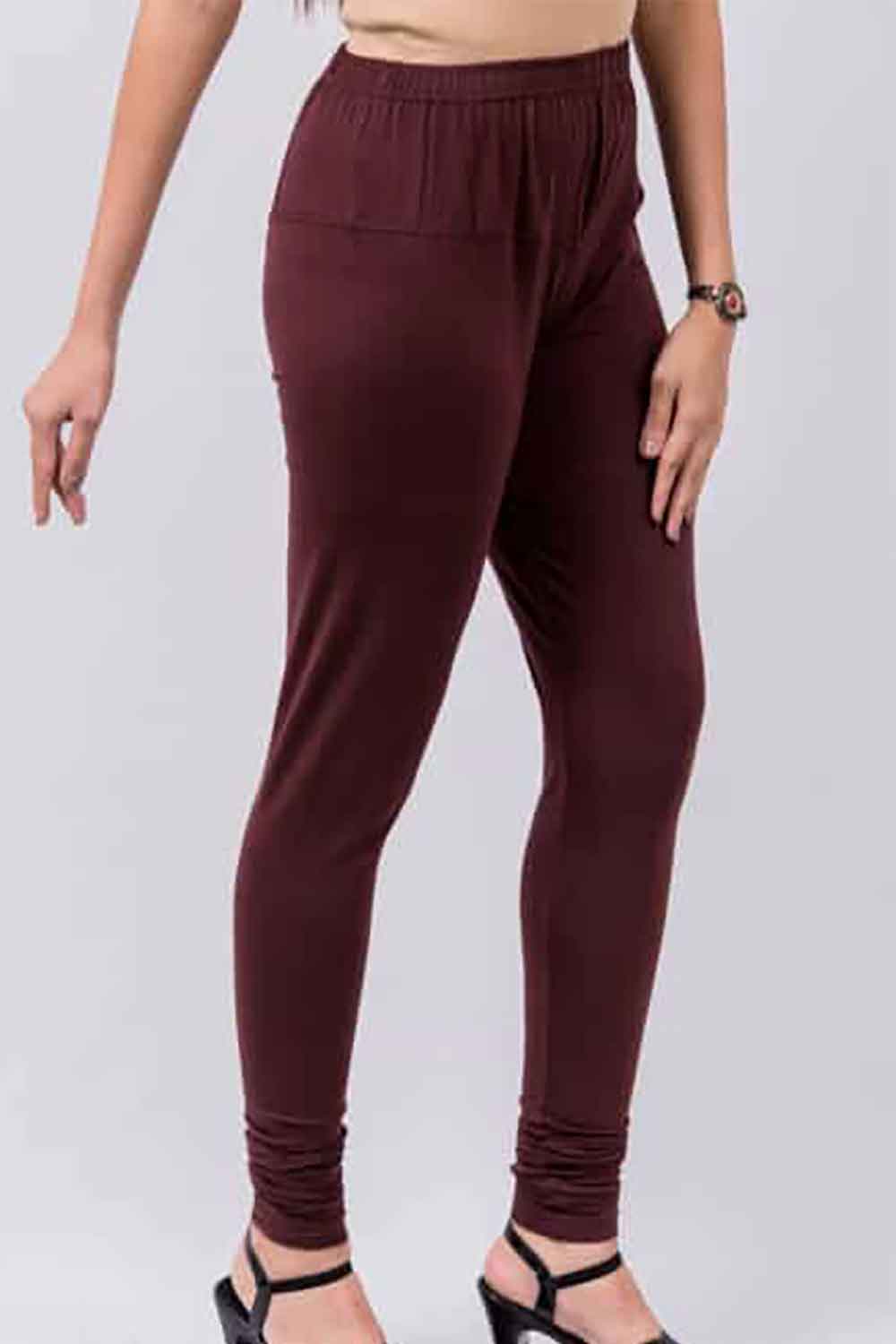 Brown Cotton Churidar Leggings
