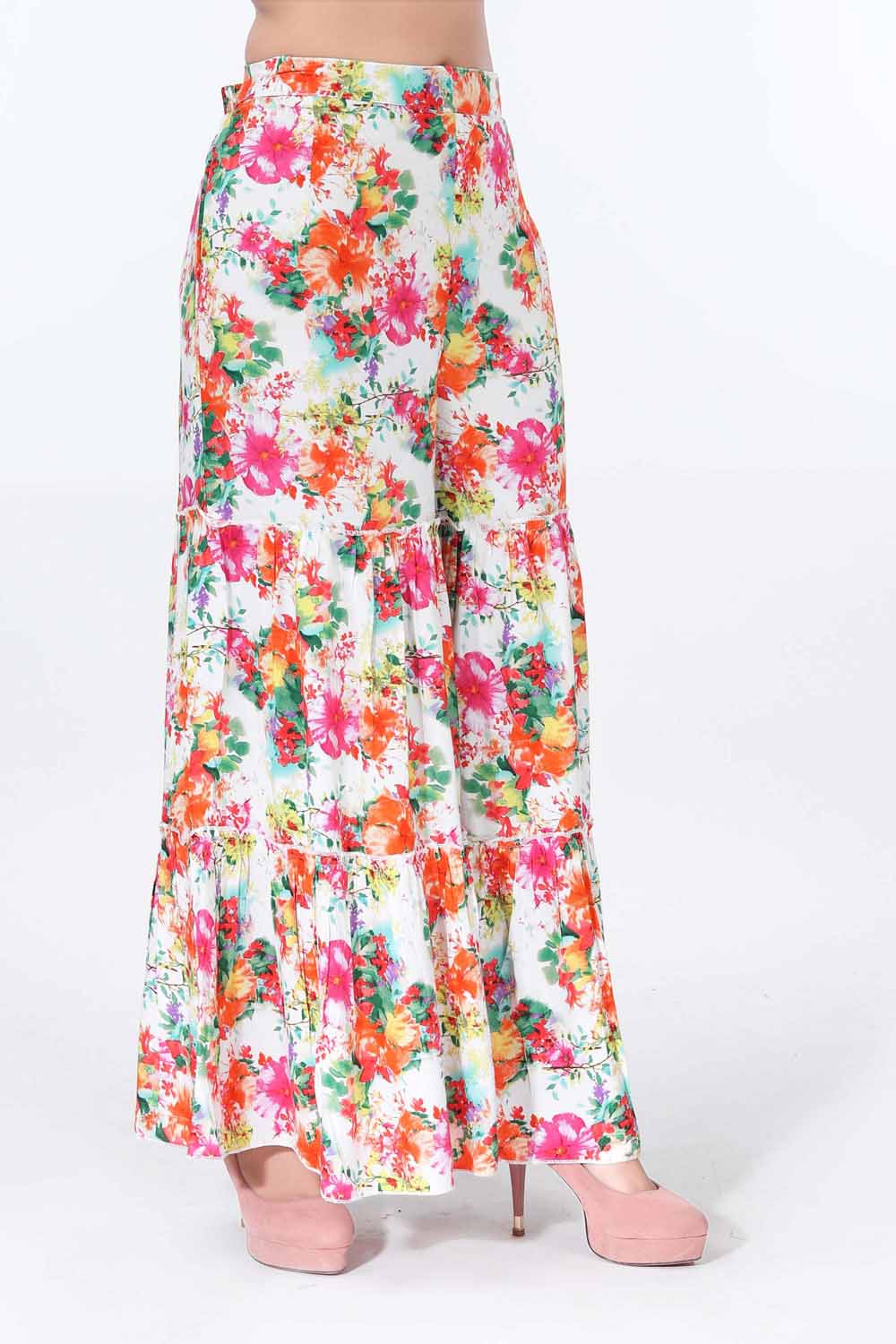 Multicolor Floral Rayon Printed Garara Palazzo