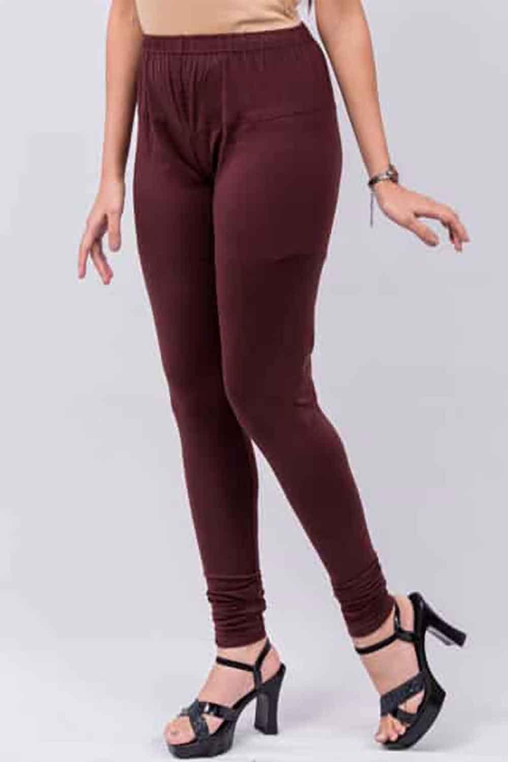 Brown Cotton Churidar Leggings