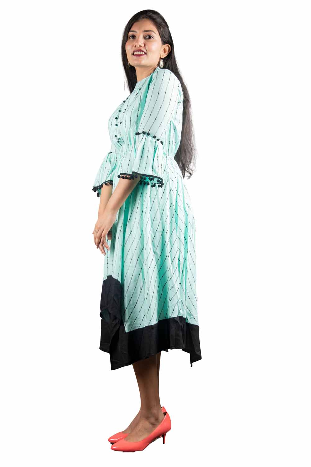 KAIRA PISTA GREEN SINTHETIC UP DOWN WESTERN DRESS