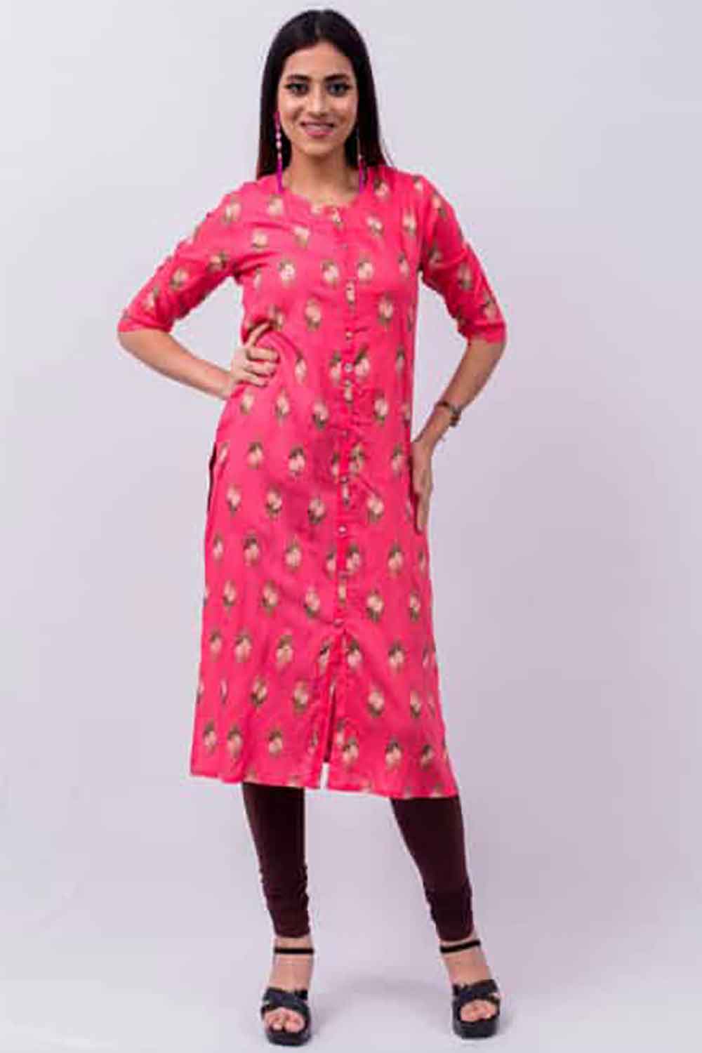 Brown Cotton Churidar Leggings